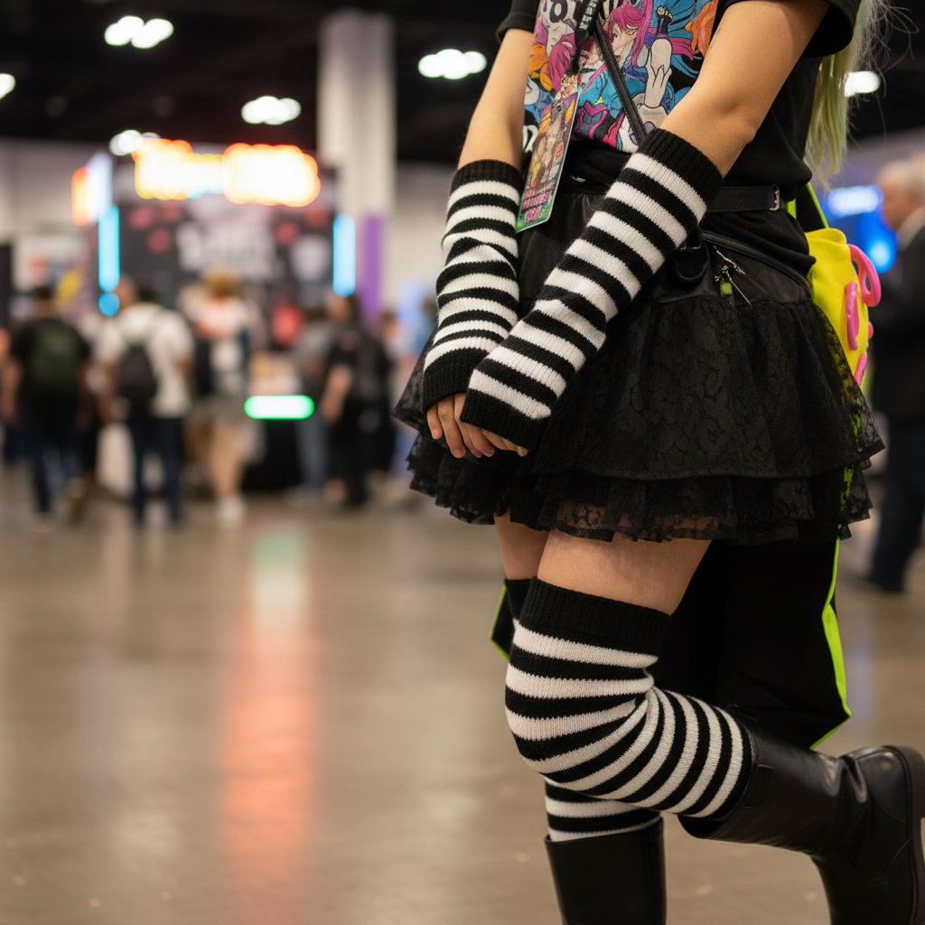 Striped Arm and Leg Warmer Set model2