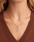 Vintage Zodiac Charm Necklace - Aquarius worn in 18K Gold Plated