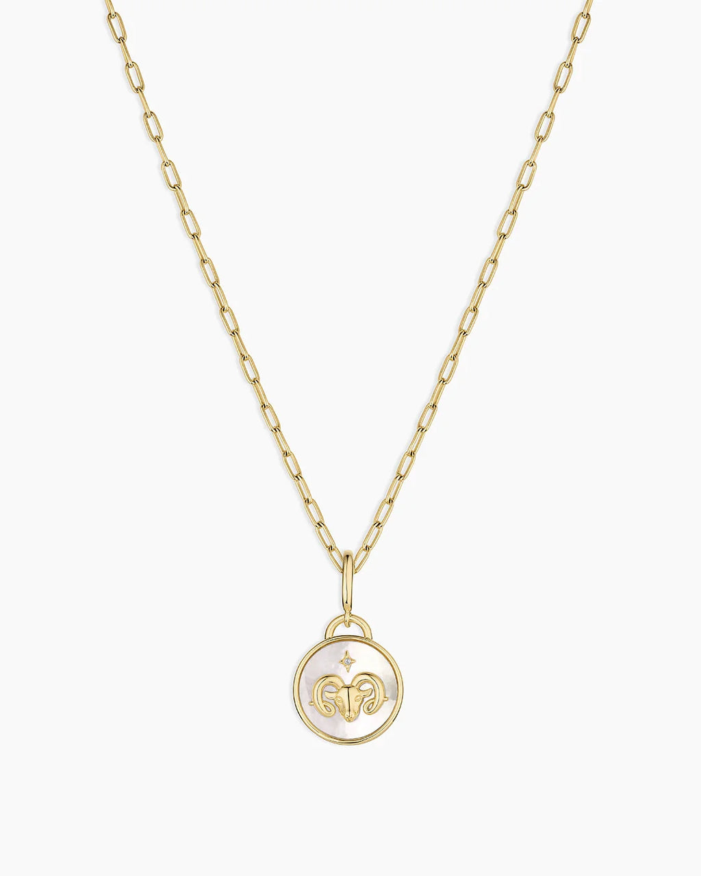 Vintage Zodiac Charm Necklace - Aries featured in 18K Gold Plated