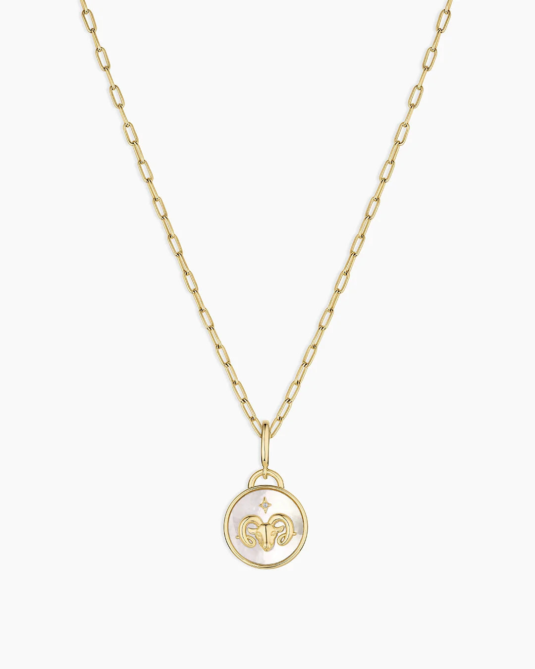 Vintage Zodiac Charm Necklace - Aries featured in 18K Gold Plated