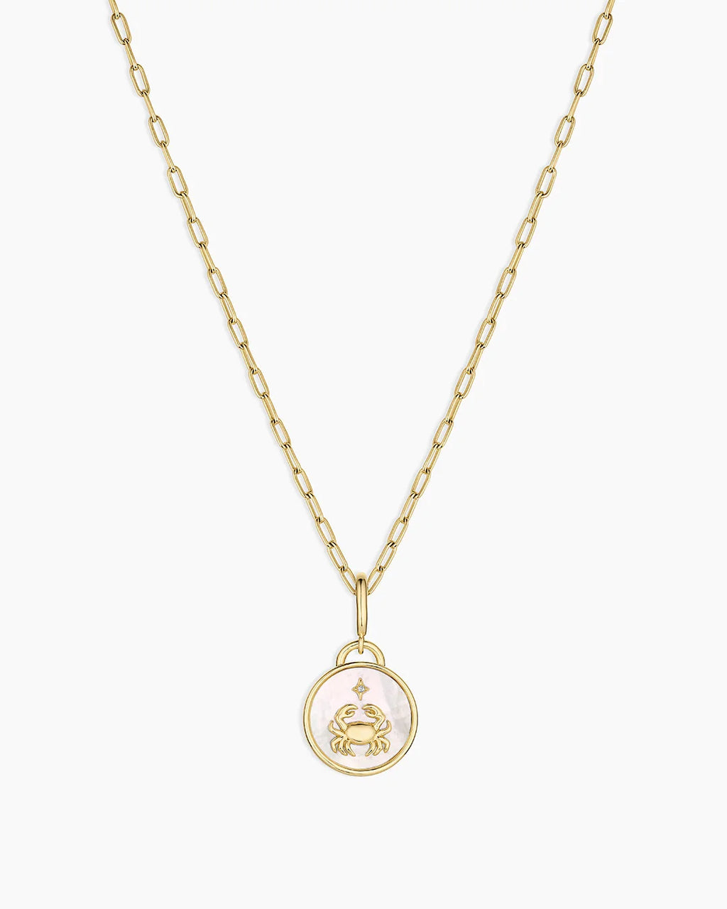 Vintage Zodiac Charm Necklace - Cancer featured in 18K Gold Plated