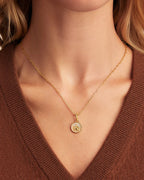 Vintage Zodiac Charm Necklace - Cancer worn in 18K Gold Plated