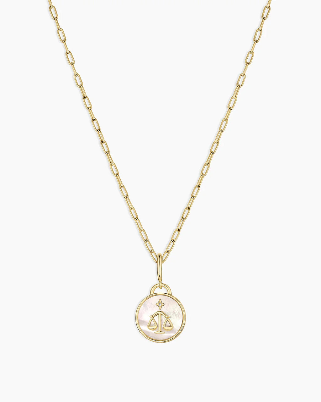 Vintage Zodiac Charm Necklace - Libra featured in 18K Gold Plated