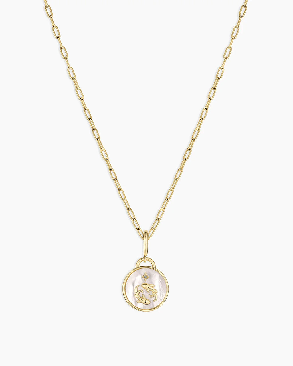Vintage Zodiac Charm Necklace - Pisces featured in 18K Gold Plated