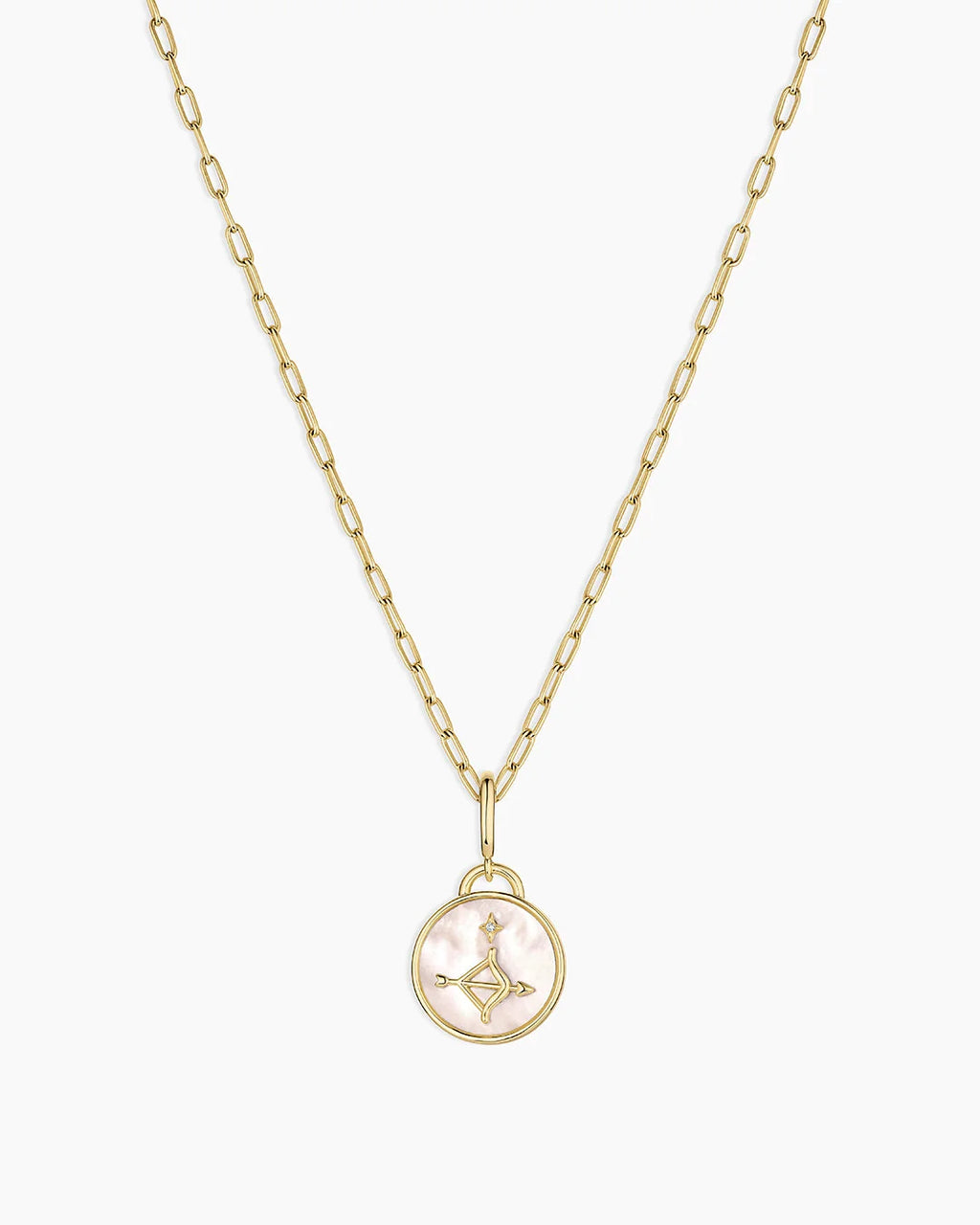Vintage Zodiac Charm Necklace - Sagittarius featured in 18K Gold Plated