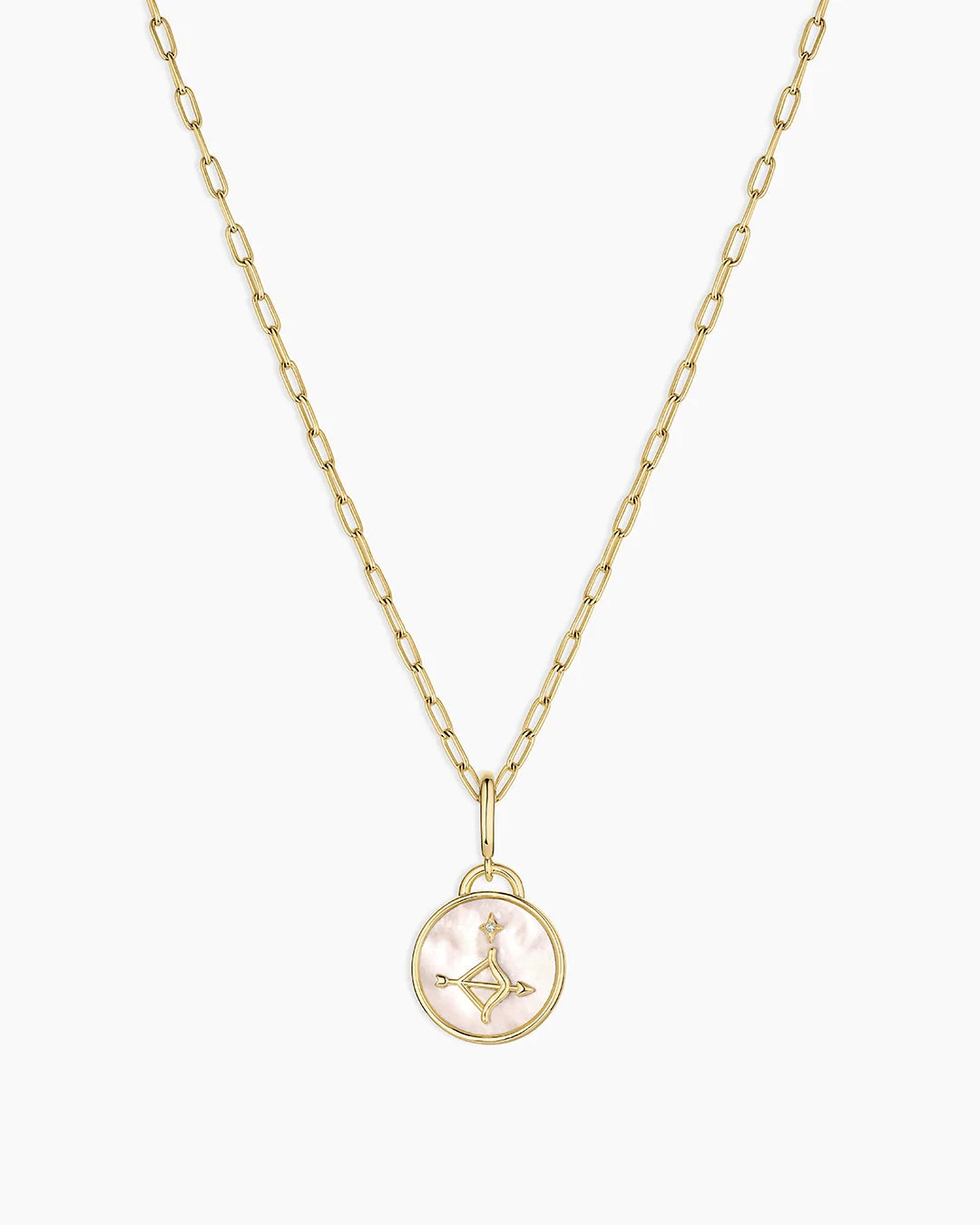 Vintage Zodiac Charm Necklace - Sagittarius featured in 18K Gold Plated