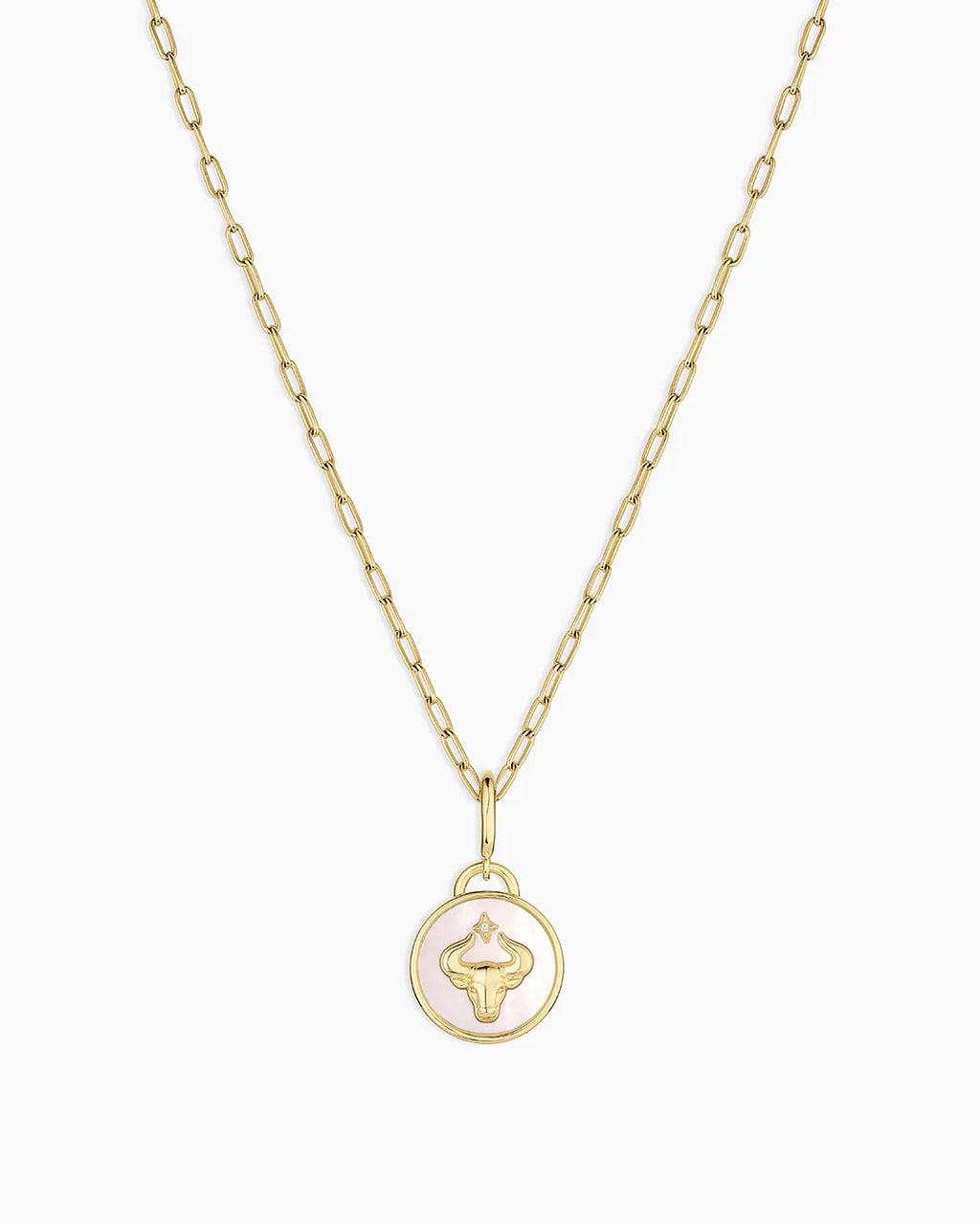 Vintage Zodiac Charm Necklace - Taurus featured in 18K Gold Plated