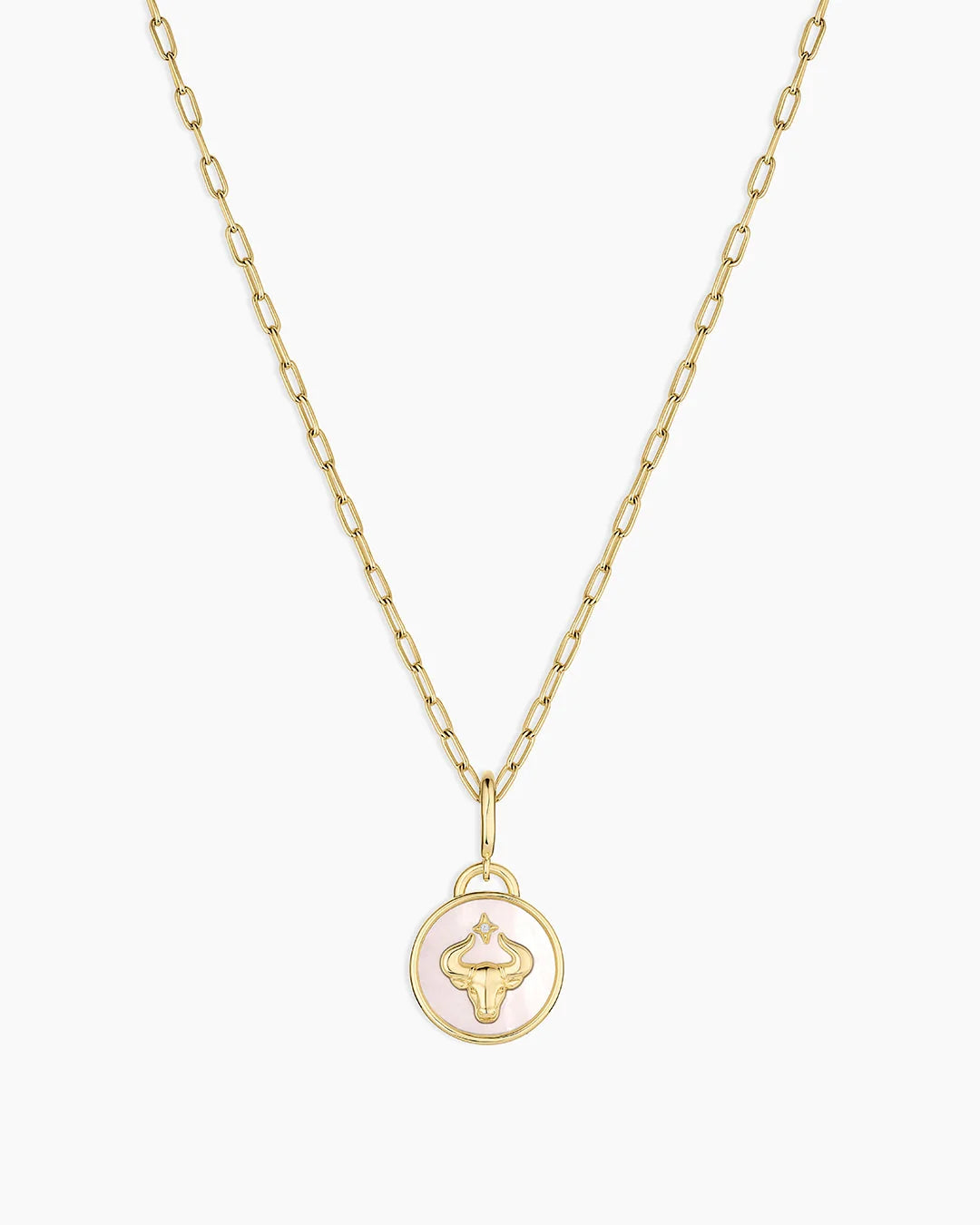 Vintage Zodiac Charm Necklace - Taurus featured in 18K Gold Plated