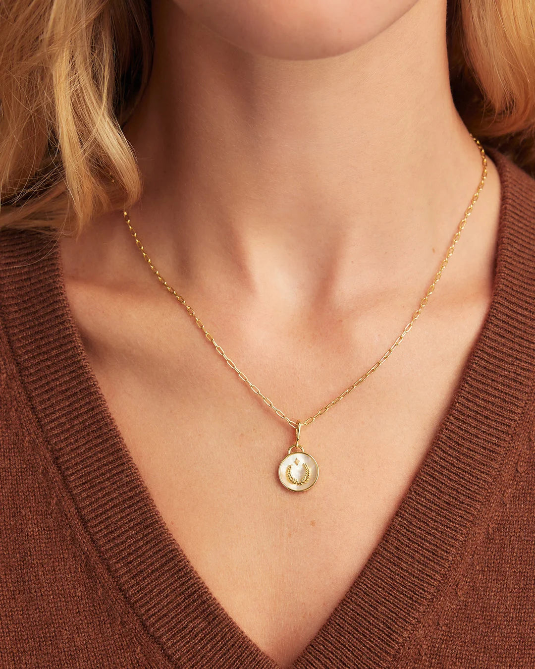 Vintage Zodiac Charm Necklace - Virgo worn in 18K Gold Plated