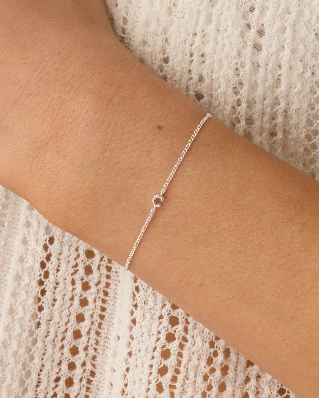 Wilder Mini Alphabet Bracelet - C worn in Silver Plated