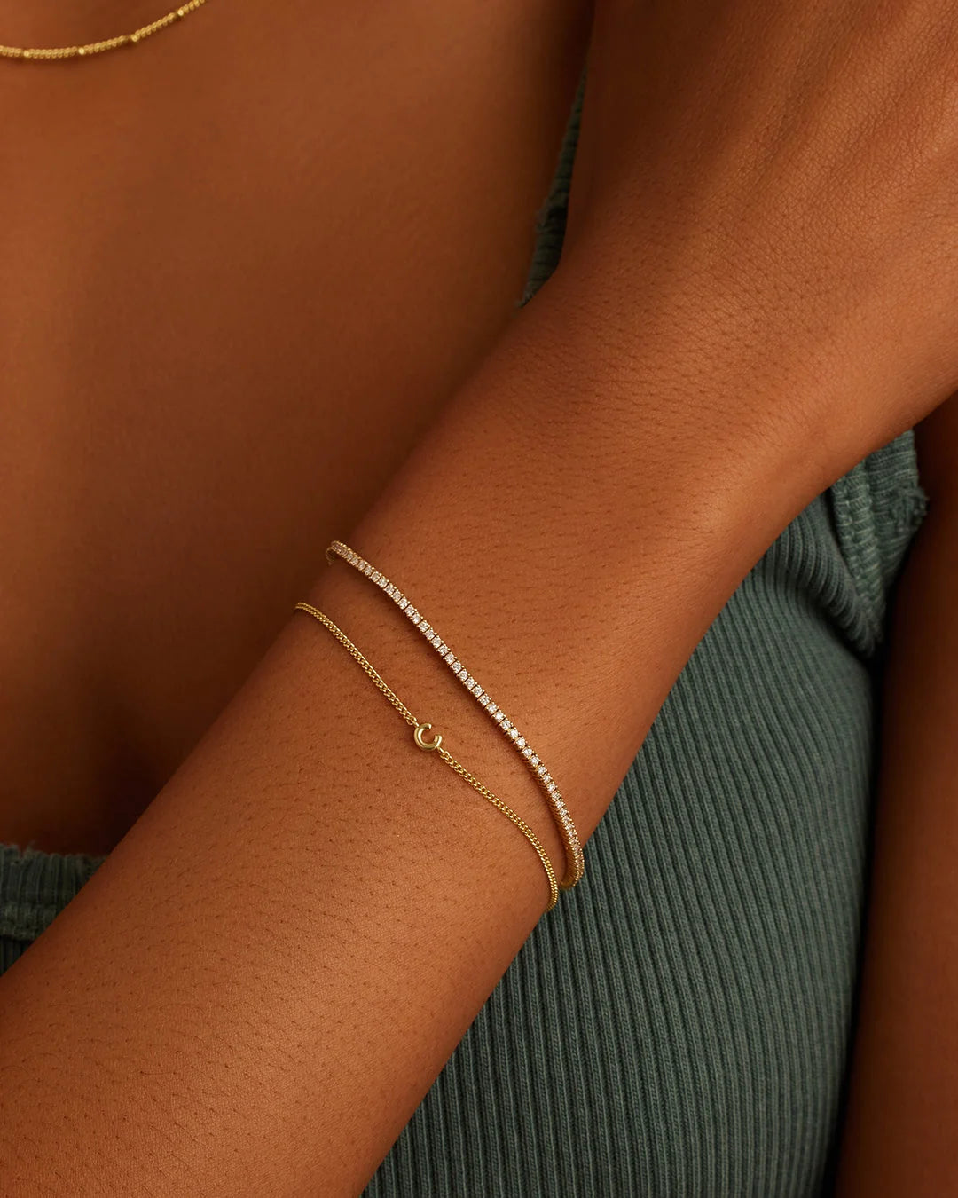 Wilder Mini Alphabet Bracelet - C worn in 18K Gold Plated