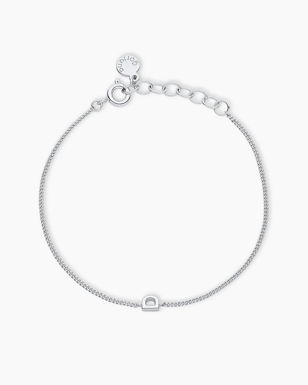 Wilder Mini Alphabet Bracelet - D featured in Silver Plated