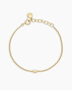 Wilder Mini Alphabet Bracelet - E featured in 18K Gold Plated