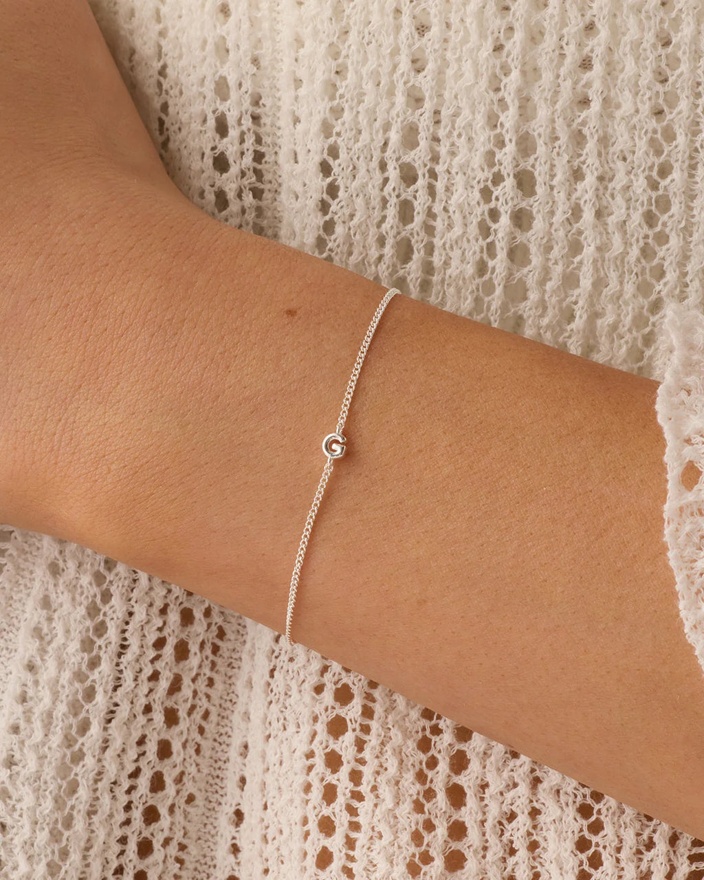 Wilder Mini Alphabet Bracelet - G worn in Silver Plated