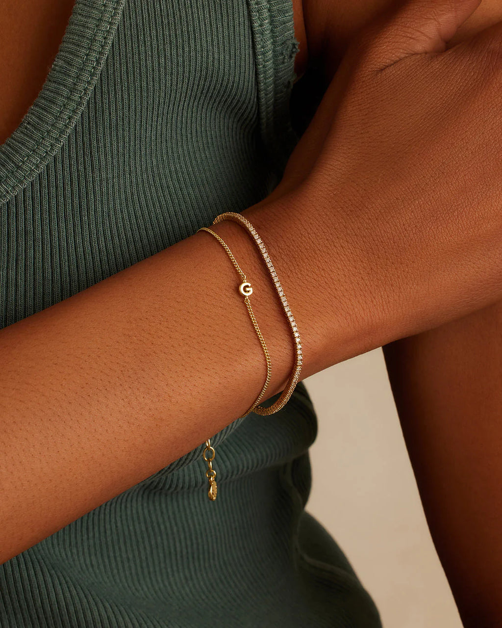 Wilder Mini Alphabet Bracelet - G worn in 18K Gold Plated