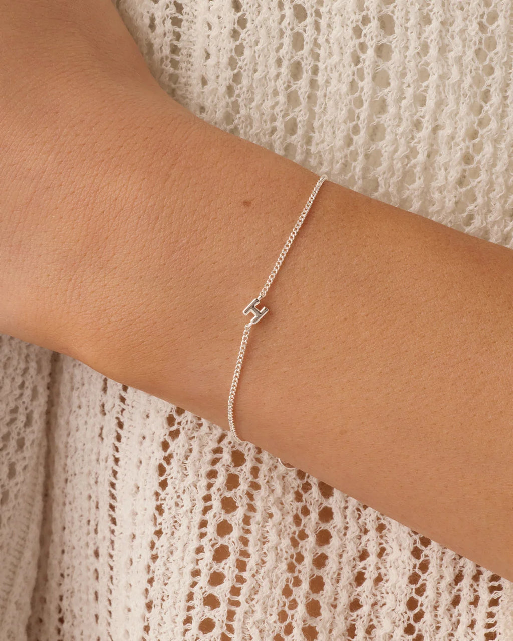 Wilder Mini Alphabet Bracelet - H worn in Silver Plated