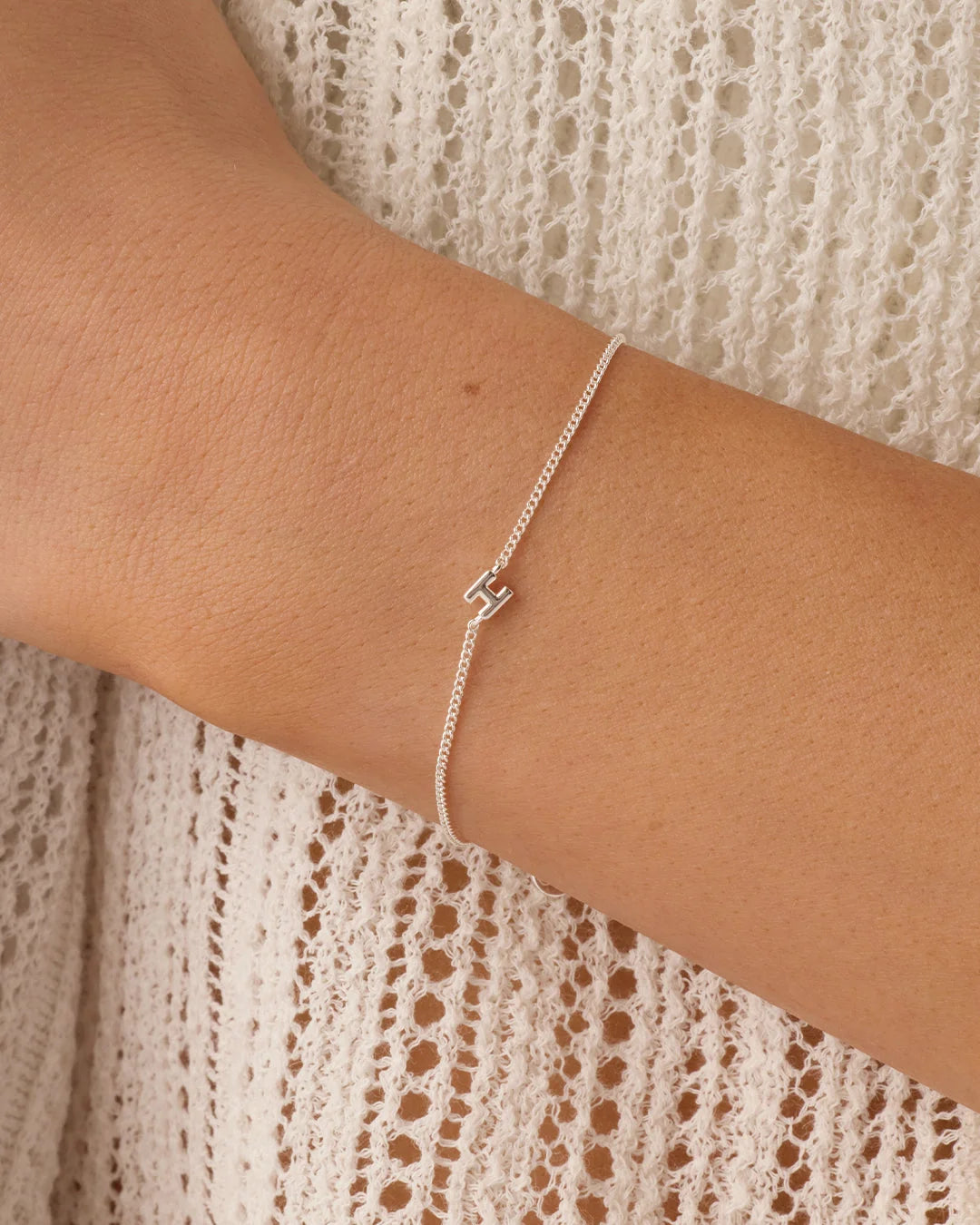 Wilder Mini Alphabet Bracelet - H worn in Silver Plated