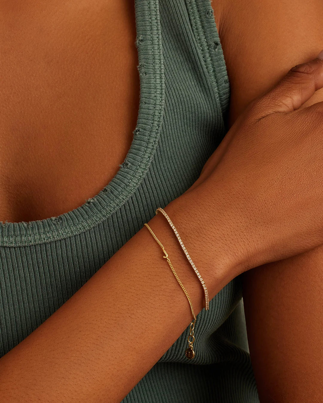 Wilder Mini Alphabet Bracelet - J worn in 18K Gold Plated