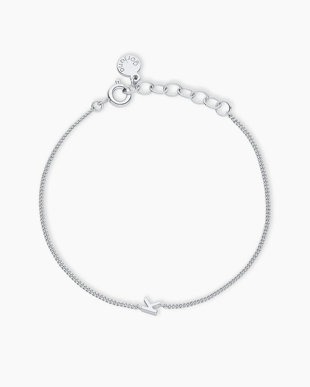 Wilder Mini Alphabet Bracelet - K featured in Silver Plated