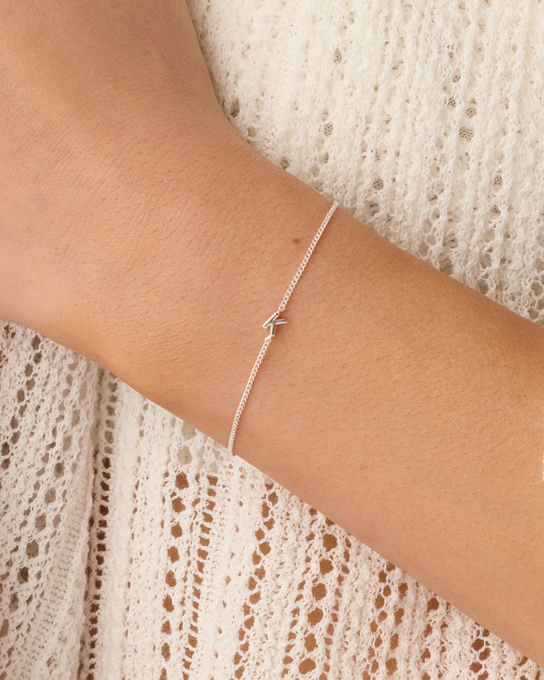 Wilder Mini Alphabet Bracelet - K worn in Silver Plated