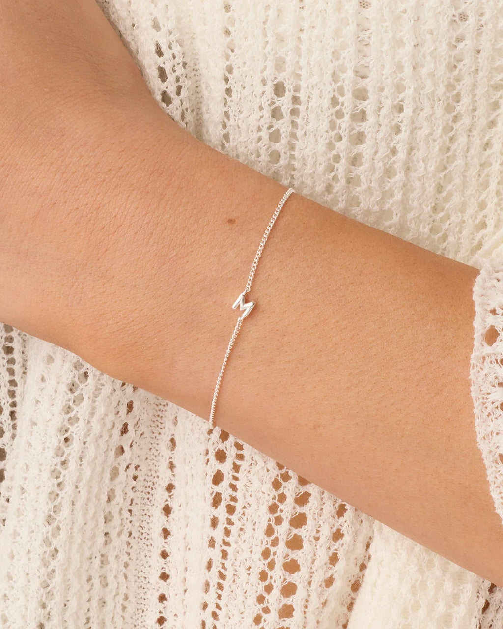 Wilder Mini Alphabet Bracelet - M worn in Silver Plated