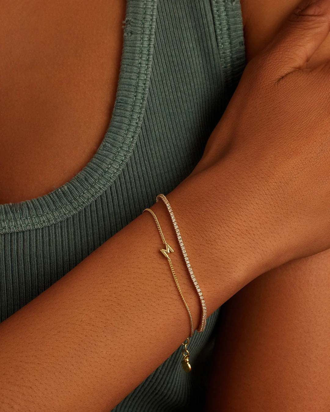Wilder Mini Alphabet Bracelet - M worn in 18K Gold Plated