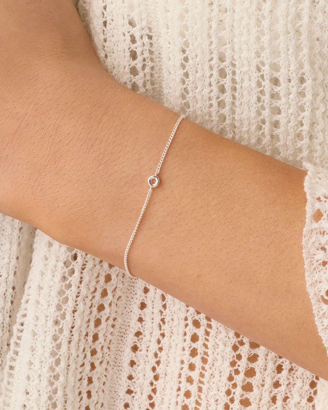 Wilder Mini Alphabet Bracelet - O worn in Silver Plated