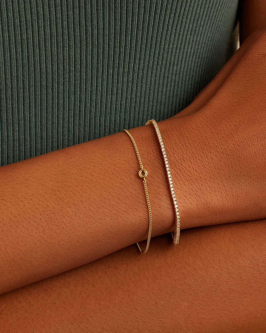 Wilder Mini Alphabet Bracelet - O worn in 18K Gold Plated