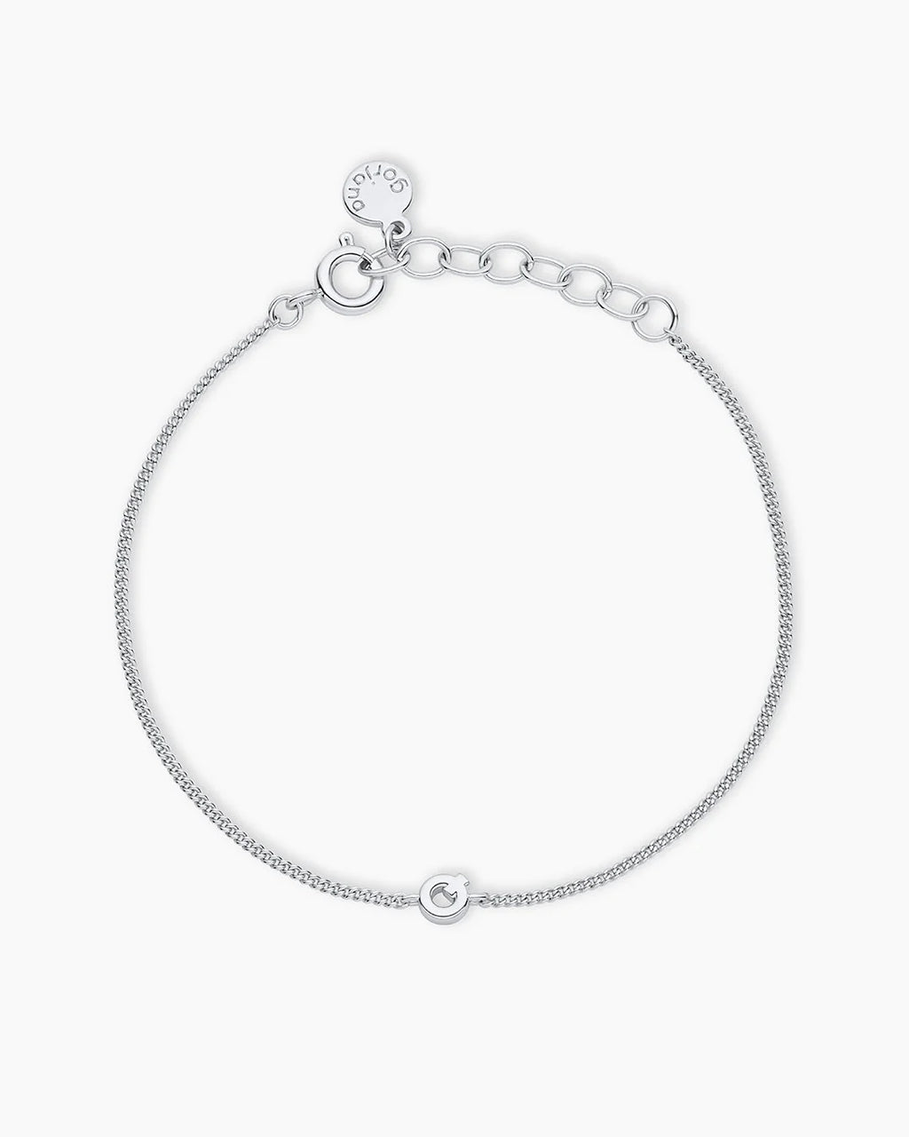 Wilder Mini Alphabet Bracelet - Q featured in Silver Plated