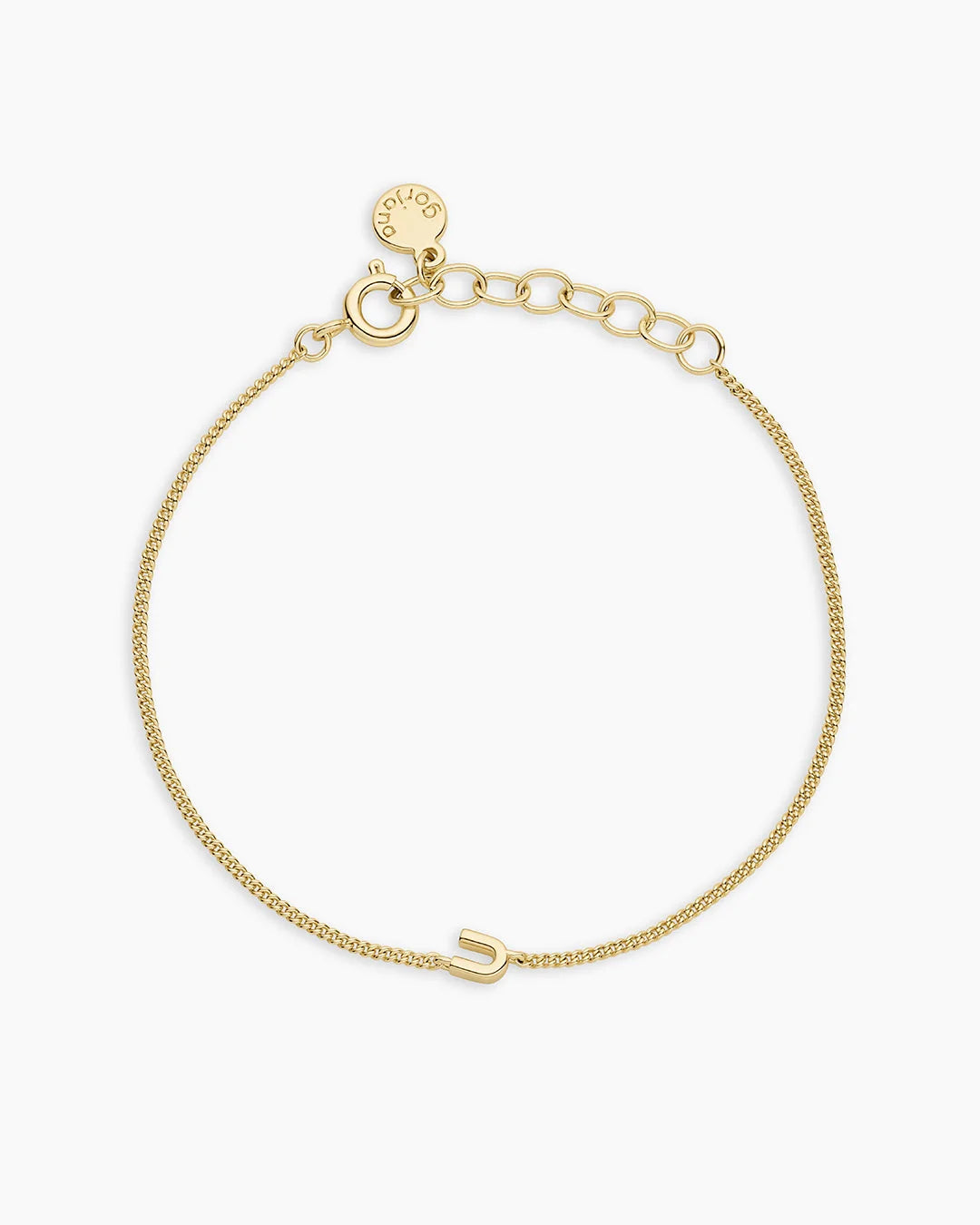 Wilder Mini Alphabet Bracelet - U featured in 18K Gold Plated