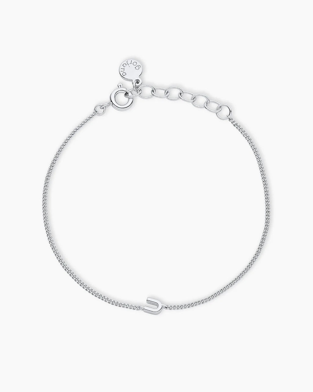 Wilder Mini Alphabet Bracelet - U featured in Silver Plated