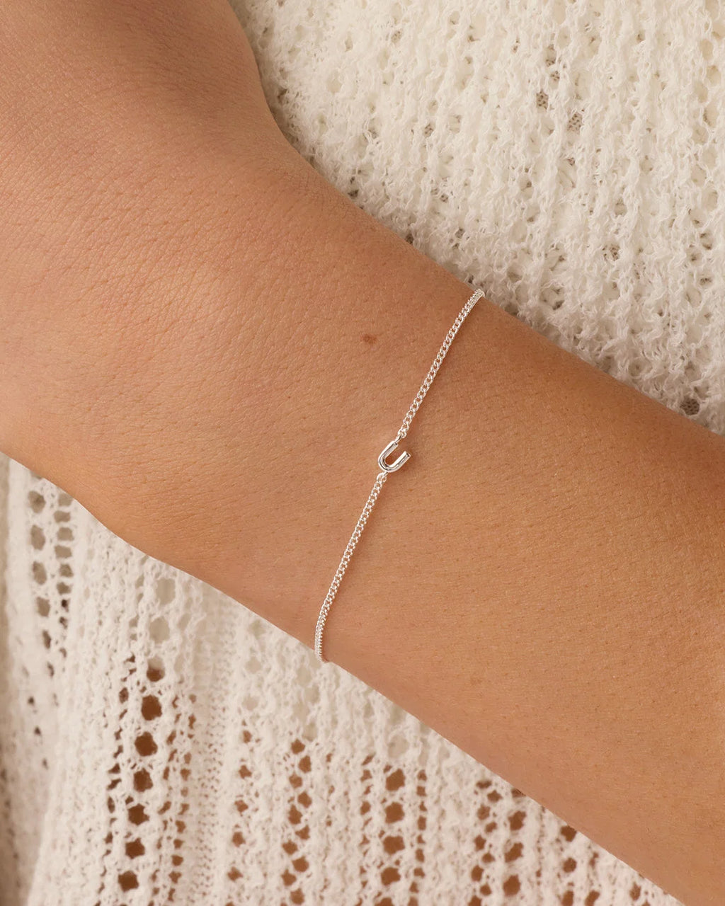 Wilder Mini Alphabet Bracelet - U worn in Silver Plated