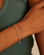 Wilder Mini Alphabet Bracelet - W worn in 18K Gold Plated