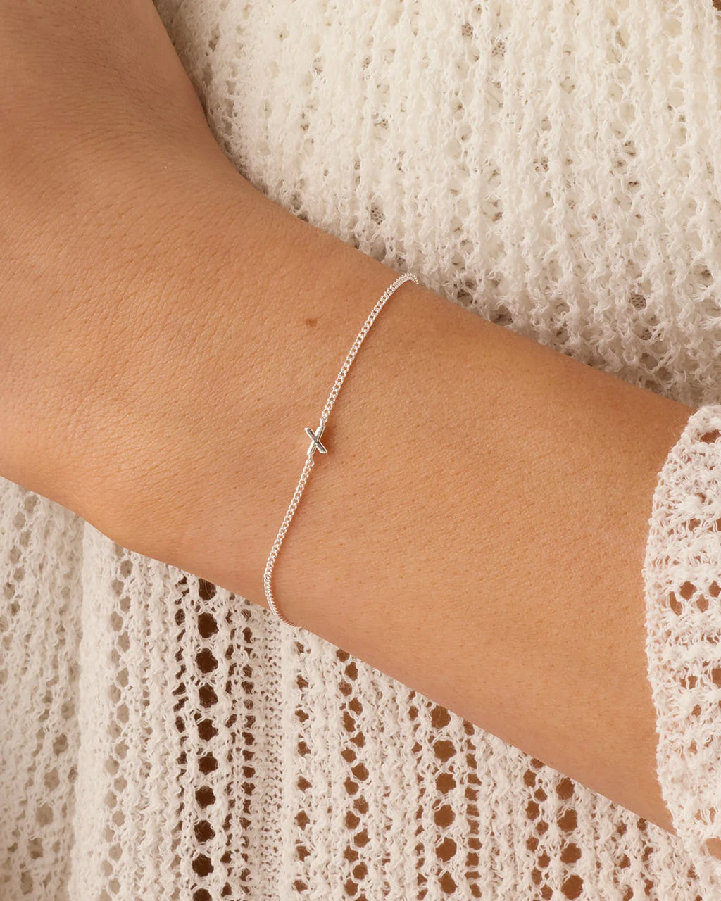 Wilder Mini Alphabet Bracelet - X worn in Silver Plated