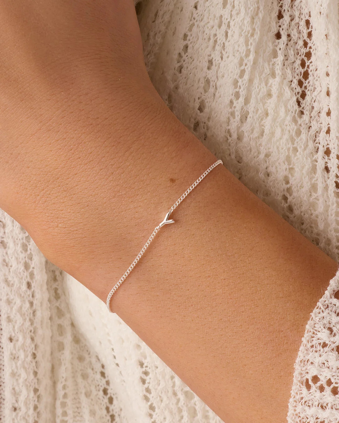 Wilder Mini Alphabet Bracelet - Y worn in Silver Plated
